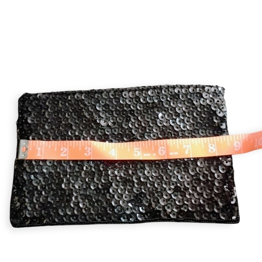 Vintage Black Sequin Evening Clutch Bag - Picture 12 of 12